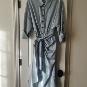 Antonia Melani Blue Button-Up Dress